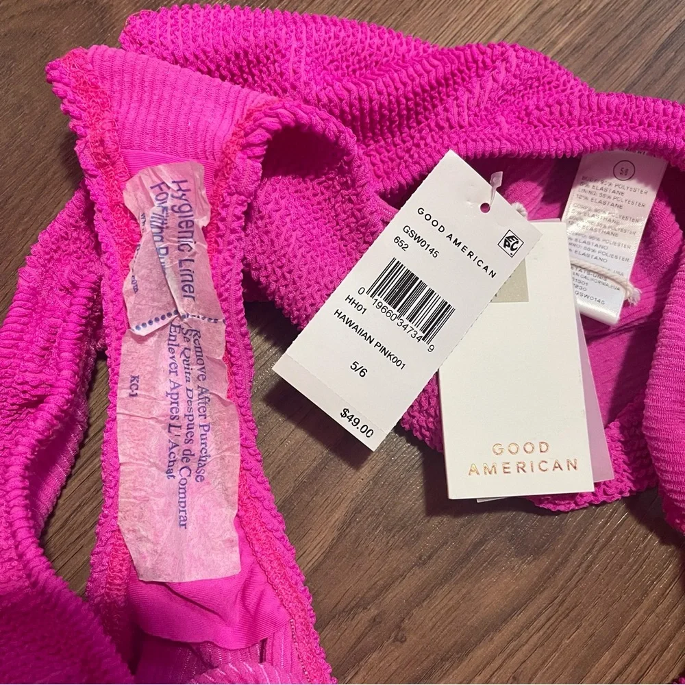 Good American Bikini Bottoms Hawaiian Pink High Cut Plus Size 1XL/2XL NWT - Picture 6 of 7